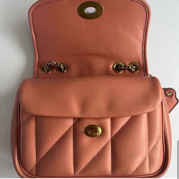 Coach Madison Quilted Leather Pillow Bag Chain Pink Coral - Picture 4 of 15